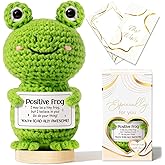 Emotional Support Crochet Positive Frog Inspirational Cheer Up Gifts for Women, Handmade Positive Crochet Gift Thank You Birthday Valentines Teacher Appreciation Gifts for Coworker Nurse Mom Friends