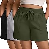 Evervibe 3 Pack Women's Plus Size Shorts, Drawstring Sweat Shorts Loose Lounge Running Athletic Shorts with Pockets