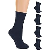 LAETAN Women's Cotton Crew Socks, Plain Color, Regular Fit | Soft Casual Socks for Trouser | Shoe Size: 6-9/9-12 (4 Pairs)