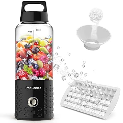 PopBabies Personal Smoothie Blender, Portable Blender, Battery Powered USB Blender to go Black