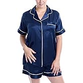 OSCAR ROSSA Women's Luxury Silk Sleepwear 100% Mulberry Silk Short Sleeve Top Boxer Short Pajamas Set