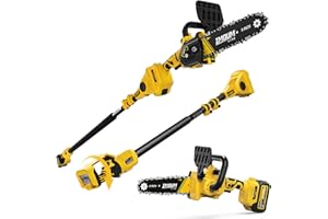 IMOUMLIVE 2-in-1 Cordless 8" Pole Saw & Chainsaw, 21V 3Ah Battery, 8.3lb Lightweight, 16.6ft Max Reach, Rotatable - For Tree Trimming