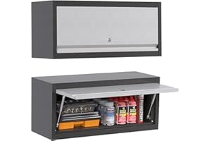 JAORD Garage Wall Cabinet, Garage Cabinets and Storage System, Hanging Garage Tool Cabinet with Up-Flip Doors for Home Office Basement Pantry School and Workshop,Assembled Require