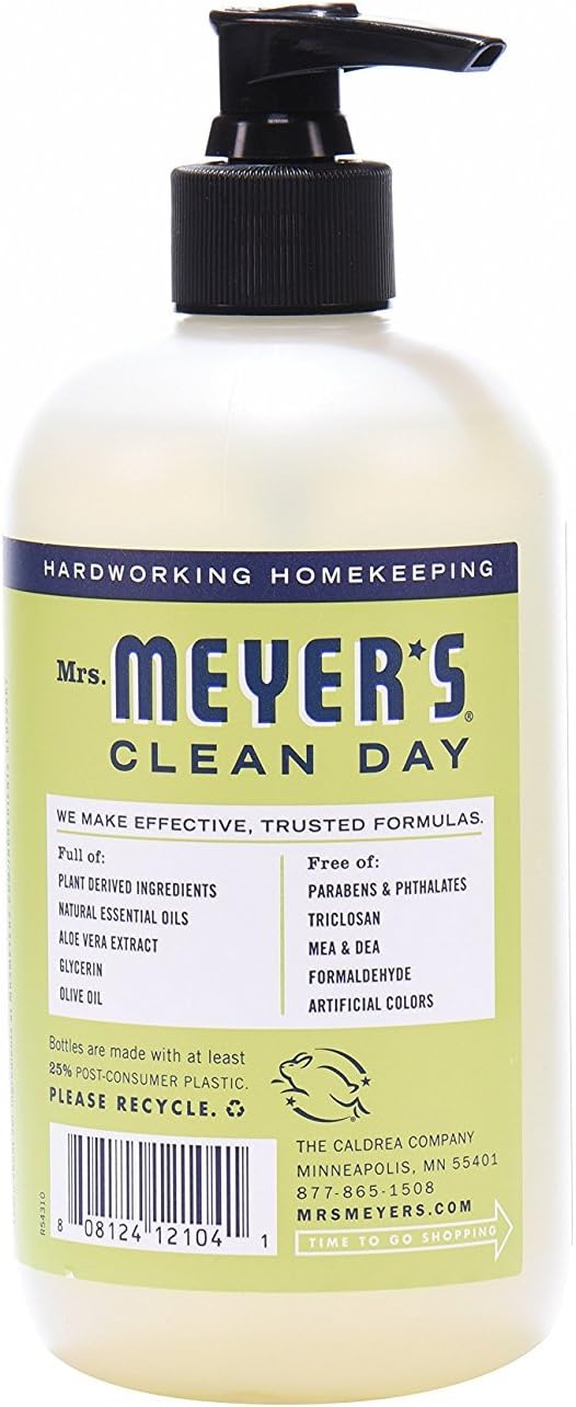 Mrs. Meyer's Clean Day Liquid Hand Soap, Cruelty Free and Biodegradable Formula, Lemon Verbena Scent, 12.5 oz- Pack of 3: Health & Personal Care
