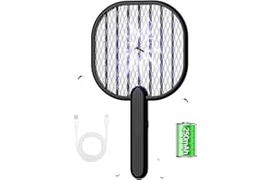 BUZZKICK Electric Fly Swatter Bug Zapper: 3500V Mosquito Killer Racket with USB Rechargeable Insect Trap Pest Control Handheld Lightweight 5-Layer Safety Mesh for Indoor Home Office Backyard Patio Camping