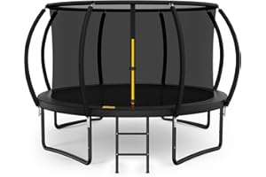 ARMY VANCA 10FT 12FT 14FT 15FT 16FT Outdoor Trampoline with Enclosure Net, Heavy Duty Yard Trampolines, ASTM Approval Recreational Trampolines for Kids and Adults