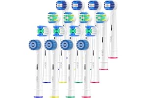 KHBD 16 Pack Replacement Heads for Oral B Braun- includes 4 Sensitive Brush, 4 Precision Brush, 4 Deep Cleaning, 4 Floss Cleaning Toothbrush Heads
