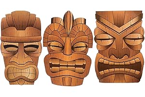 Fun Express Jumbo Tiki Cardboard Cutout - Transform Any Space with Set of 3 Pieces Jumbo Tiki Cutouts - Create Unforgettable Memories and Enjoy Long-Lasting Tropical Fun - Effortless Luau Decor