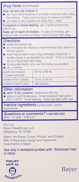 Amazon Com Philips Milk Of Magnesia Saline Laxative Original Sugar Free 4 Oz Health Personal Care