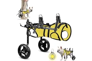 Lokshun Dog Wheelchair for Back Legs, LED Small Wheelchair for Dogs with Portable Pet Lift, Adjustable Dog Wheels for Disabled Back Legs, Lightweight Dogs Carts with Wheels
