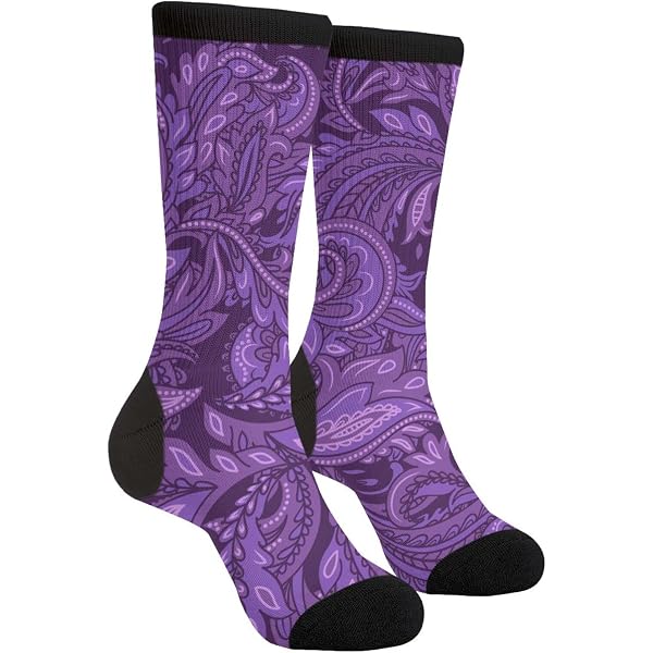 Amazon.com: YISHOW Watercolor Purple Paisley Flowers Socks Casual Funny  Crazy Dress Socks : Clothing, Shoes & Jewelry