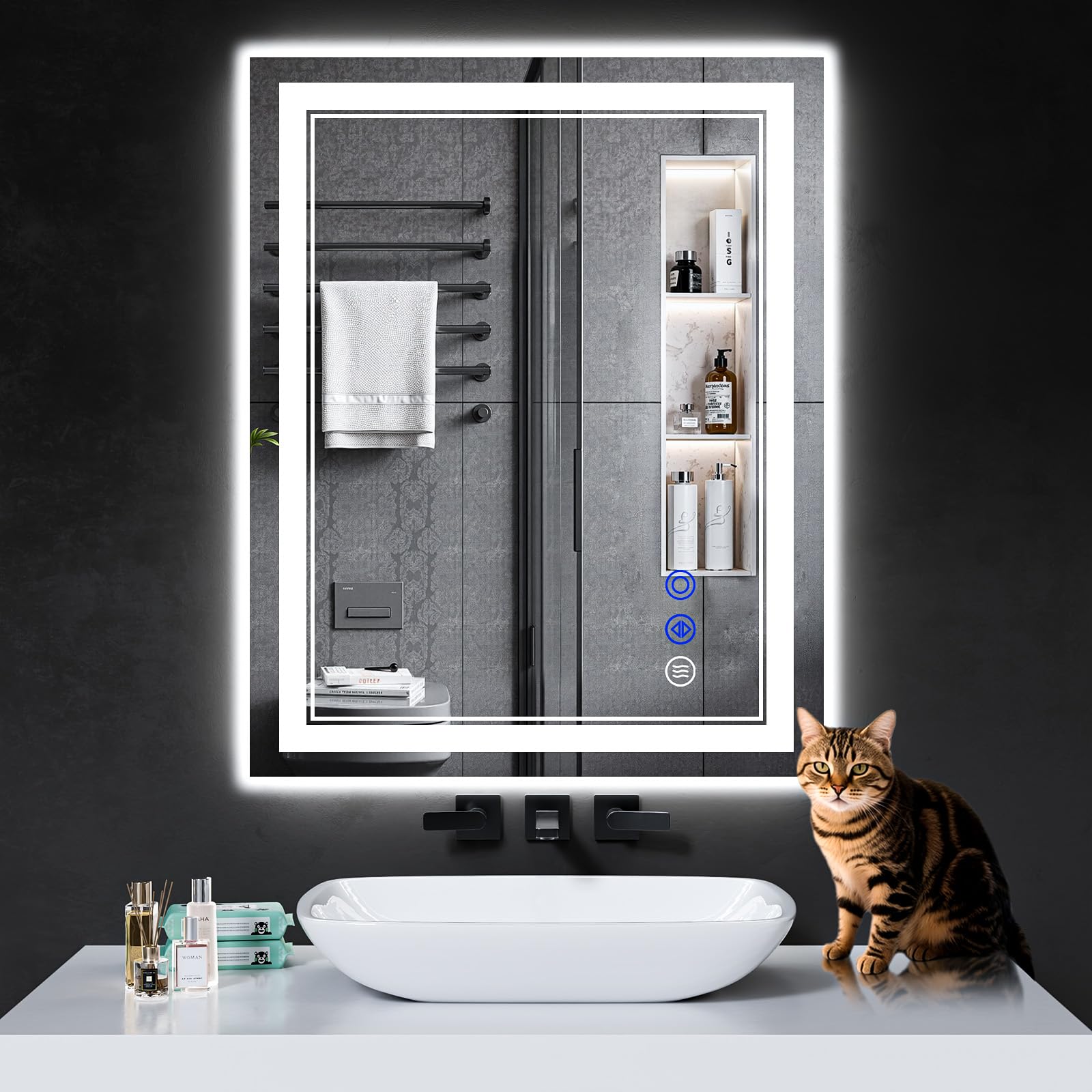 Photo 1 of ***SIMILAR**** InfiniGlass 30"x24" LED Bathroom Mirror with Anti-Fog, Stepless Dimmable Lights, 3 Color Modes, Shatter-Proof Tempered Glass,Waterproof Design