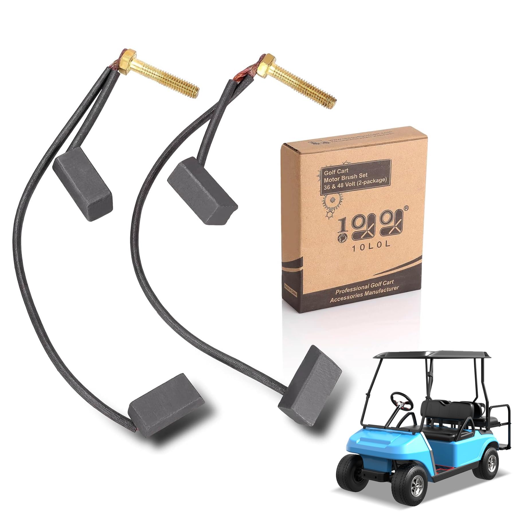 10L0L Golf Cart Motor Brushes Set 36V 48-Volt G.E. Motor Brush Fits for Yamaha Electric G8 G9 G14 G16 and Club Car Electric 1994-up (2 PCS)