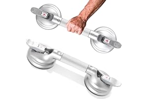 DAREN MEDICAL Shower Handle Upgraded 15 inch Grab Bar for Bathtub,Shower Handles with Strong Suction Cup Grab Bar,Bathroom Safety Grab Bar for Handicap Elderly Seniors and Disabled,Heavy Duty,Silver