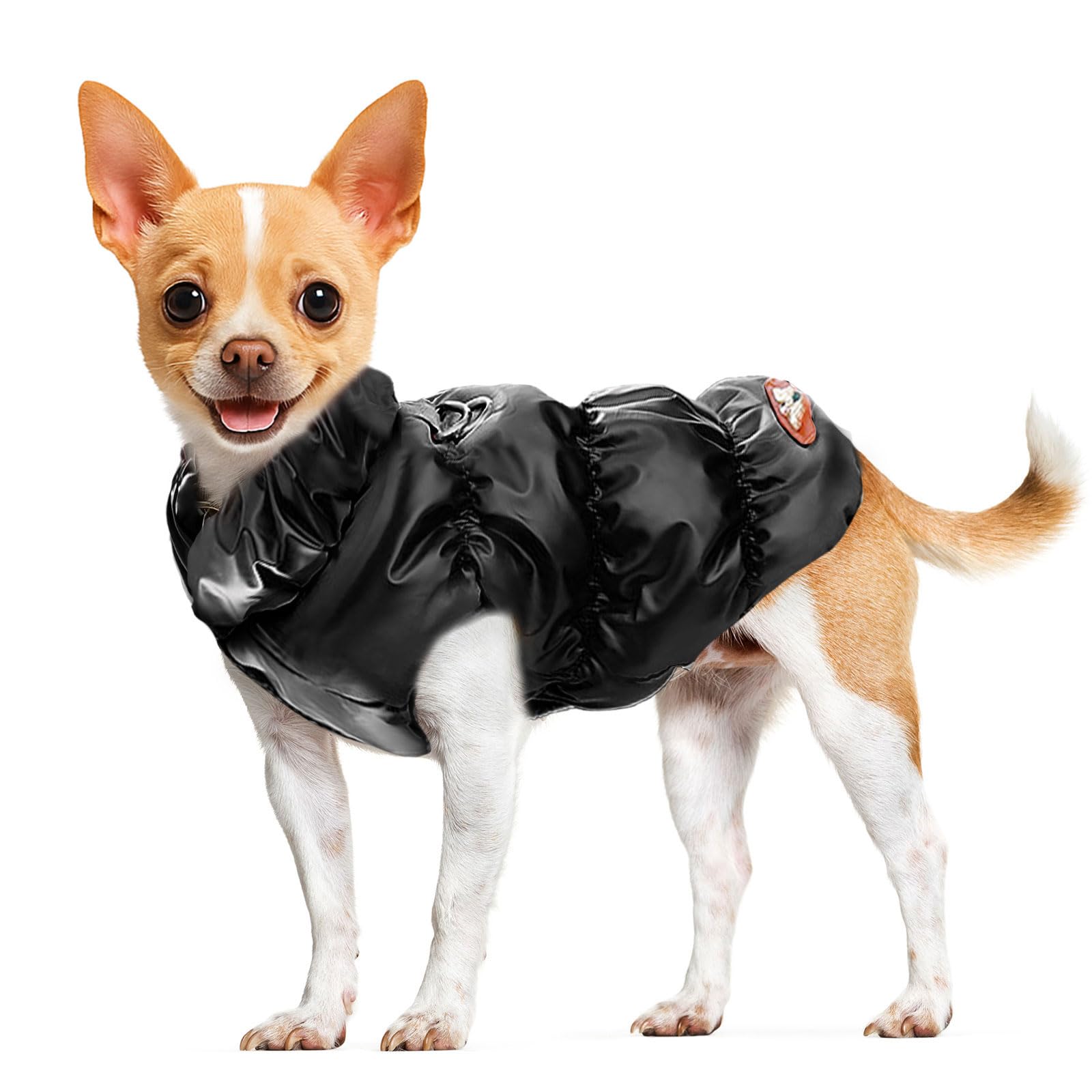 Photo 1 of ABRRLO Winter Warm Dog Jacket for Small Medium Dogs Cat Cold Weather Coats with Harness Paded Dogs Fleece Vest Waterproof Windproof Dog Snow Jacket Pet Puppy Clothes (Black,S)
