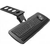 HUANUO Under Desk Keyboard Tray, 25 x 9.8 Inch Slide-Out Drawer | Swivels 180 degrees left and right; slide-out, 6.3 inch height adjust, tilt; wrist rest; screw-mount under desk top