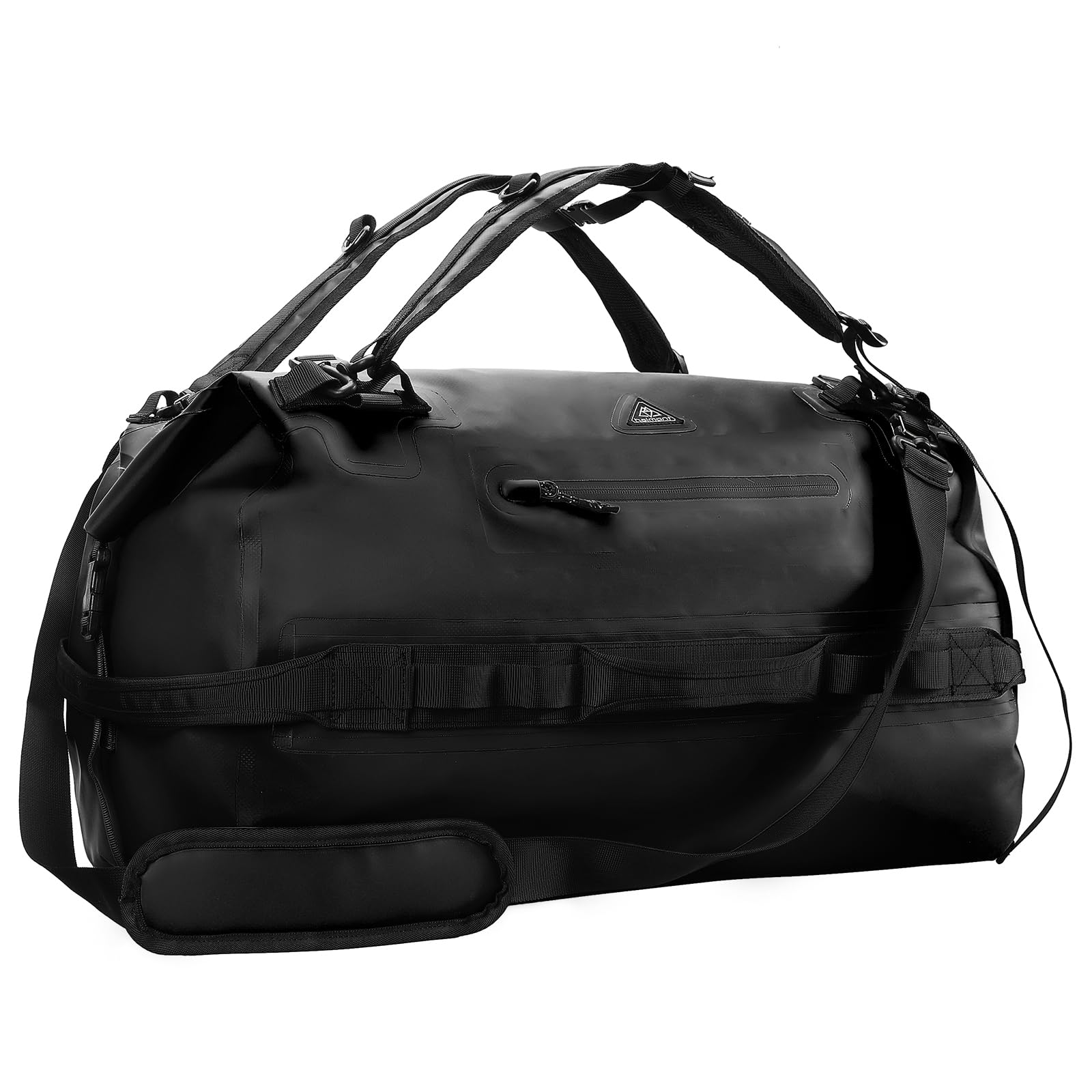 Photo 1 of Haimont Large Waterproof Duffel Backpack Roll-Top Heavy Duty Dry Duffle Bag for Boating, Travel, Motorcycle, Kayaking, Camping, 60L, Black