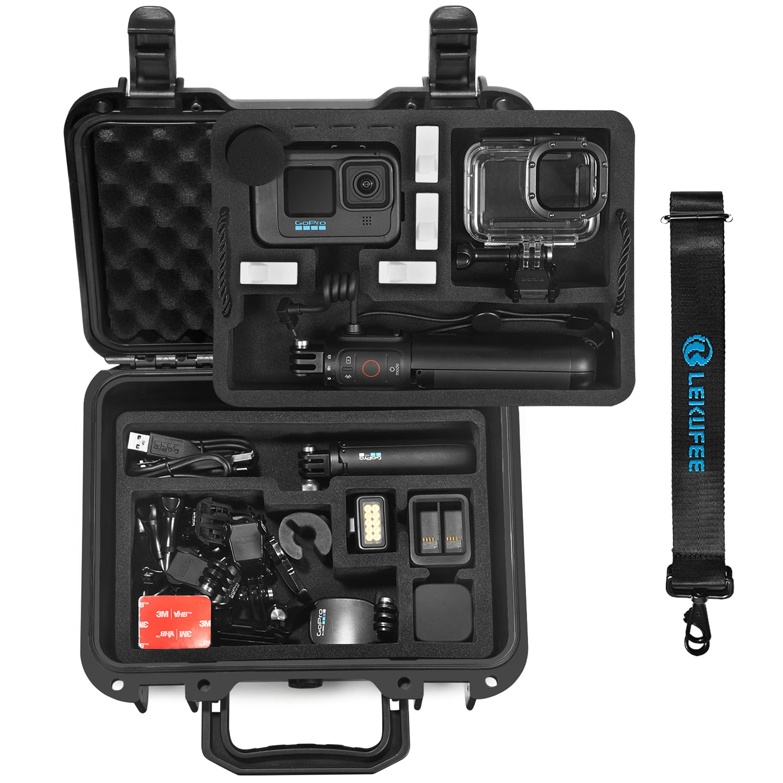 Lekufee Waterproof Hard Case for Gopro Hero 13/12/11/10/9/8/Media Mod/Gopro Volta/Creator Edition/Action Camera and Accessories(Case Only)