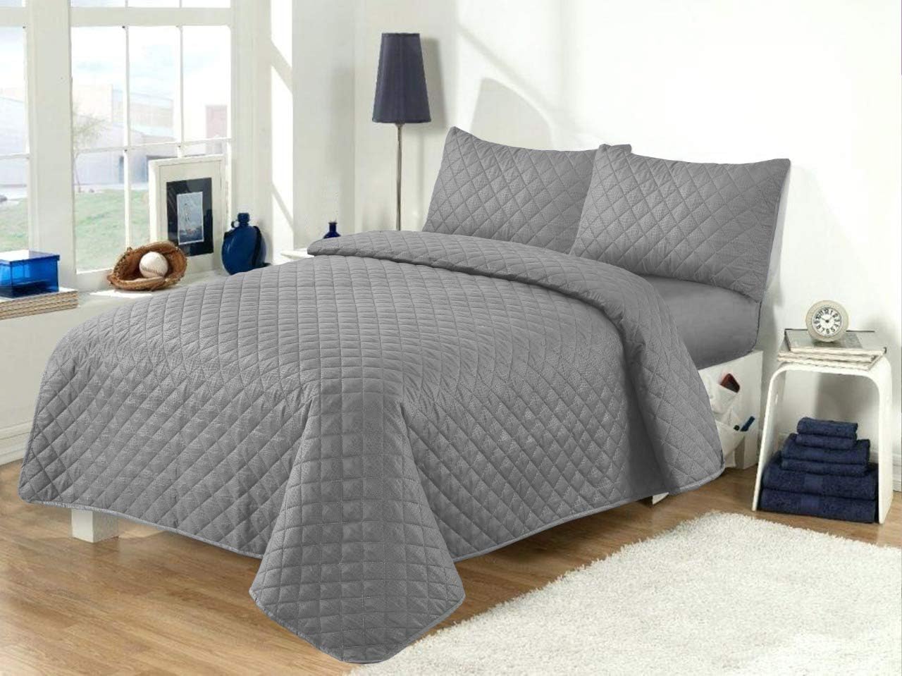 MIA we dress your home Bedspreads and Throws Super King Size with Quilted Embossed Ultrasonic