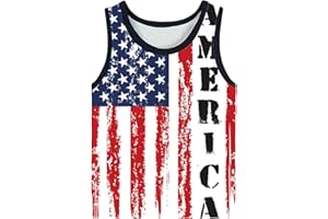SUGARAIN Toddler Boy Girl 4th of July Tank Cotton Kids American Flag Shirts Patriotic Outfit Independence Day Tees Top