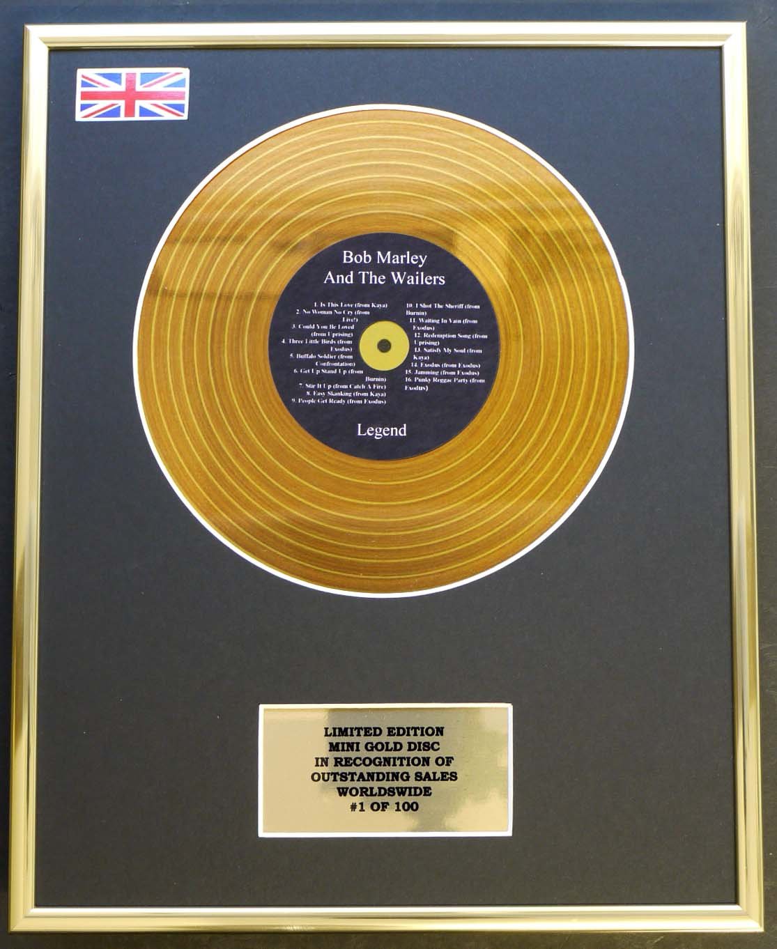 BOB MARLEY & THE WAILERS/MINI GOLD DISC DISPLAY/LIMITED EDITION/COA/LEGEND