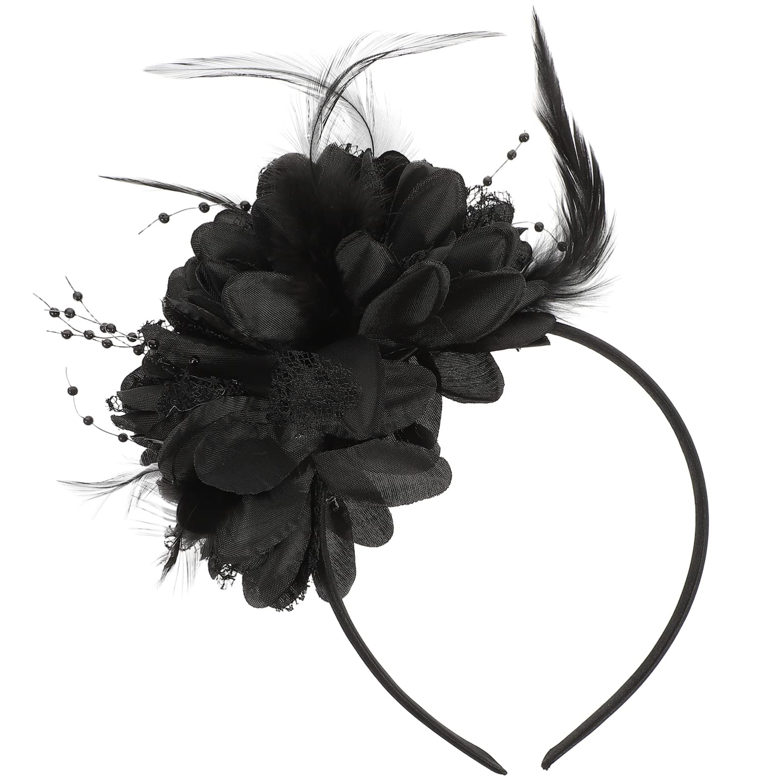 Fascinator Headband Black Mesh Head Piece Headdress Tea Party Cocktail Hat Headwear for Lady Women