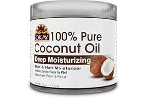 Okay 100% Pure Coconut Oil for Hair & Skin - Coconut Oil for Women & Men, Perfect for Hair & body, Natural Massage Oil & Moisturizer - 6 fl oz Jar (Pack of 1)