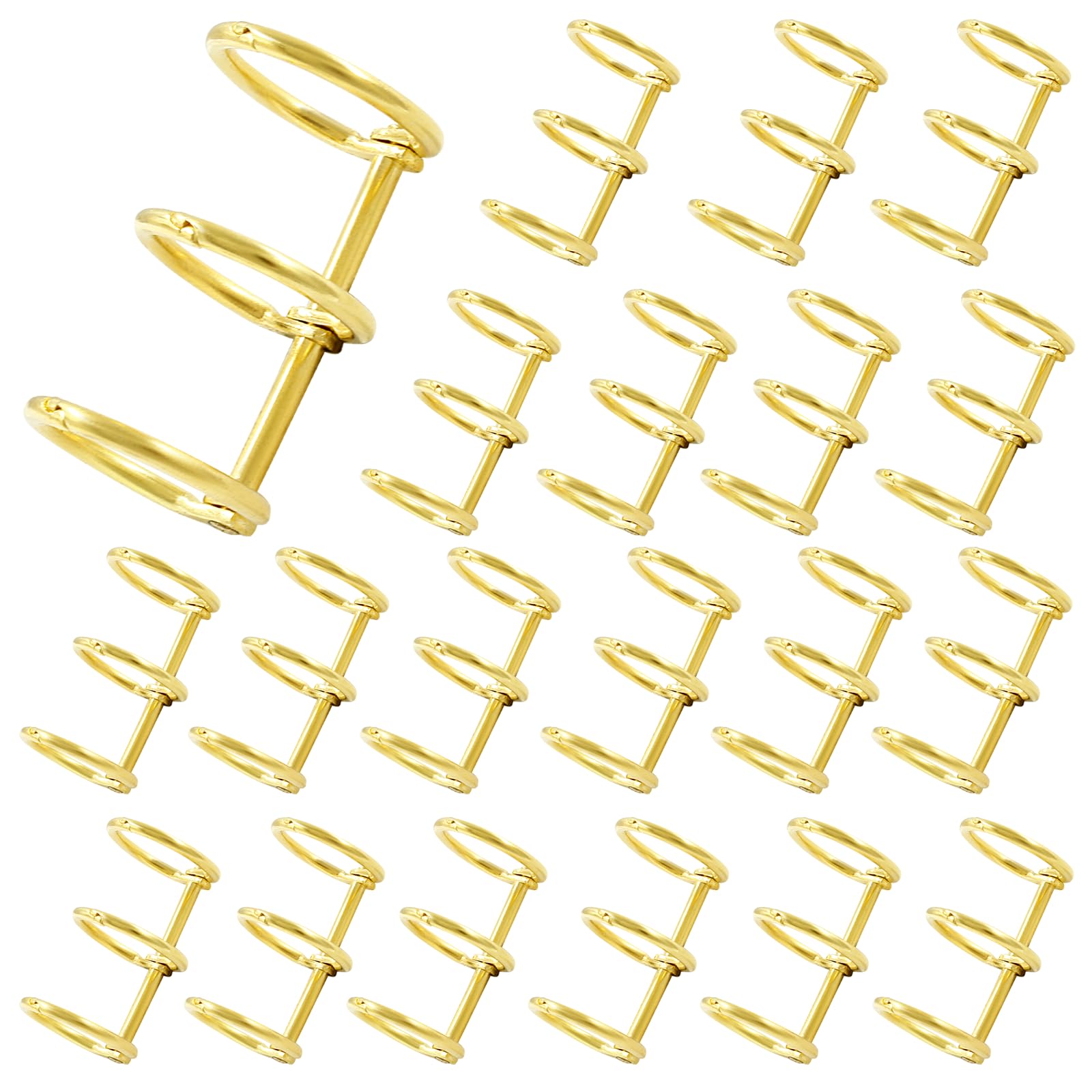 Photo 1 of Bonsicoky 20 Pcs 3 Rings Metal Loose Leaf Binders Snap Split Hinged with 20 mm Inner Diameter, Book Rings for DIY Travel Diary, Photo Album, Binding Spines Combs (Gold)
