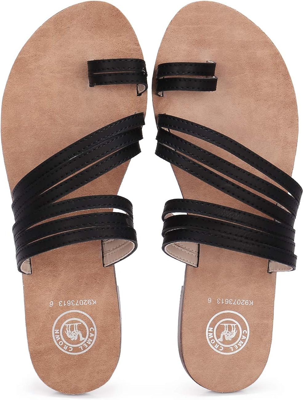 CAMEL CROWN Womens Toe Ring Sandals Summer Slide Flat Strappy Thong Flip Flops Fashion Casual 