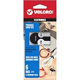 VELCRO Brand Portable Cord Organizer Ties, 6 Count, Assorted Sizes | Organize Headphone Wires, Charging Cables And Power Cords In Backpacks, Briefcases And Travel Bags