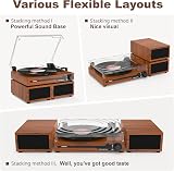 Udreamer Record Player with Dual 10W Speakers Bluetooth 5.3 3 speeds Brown view 7