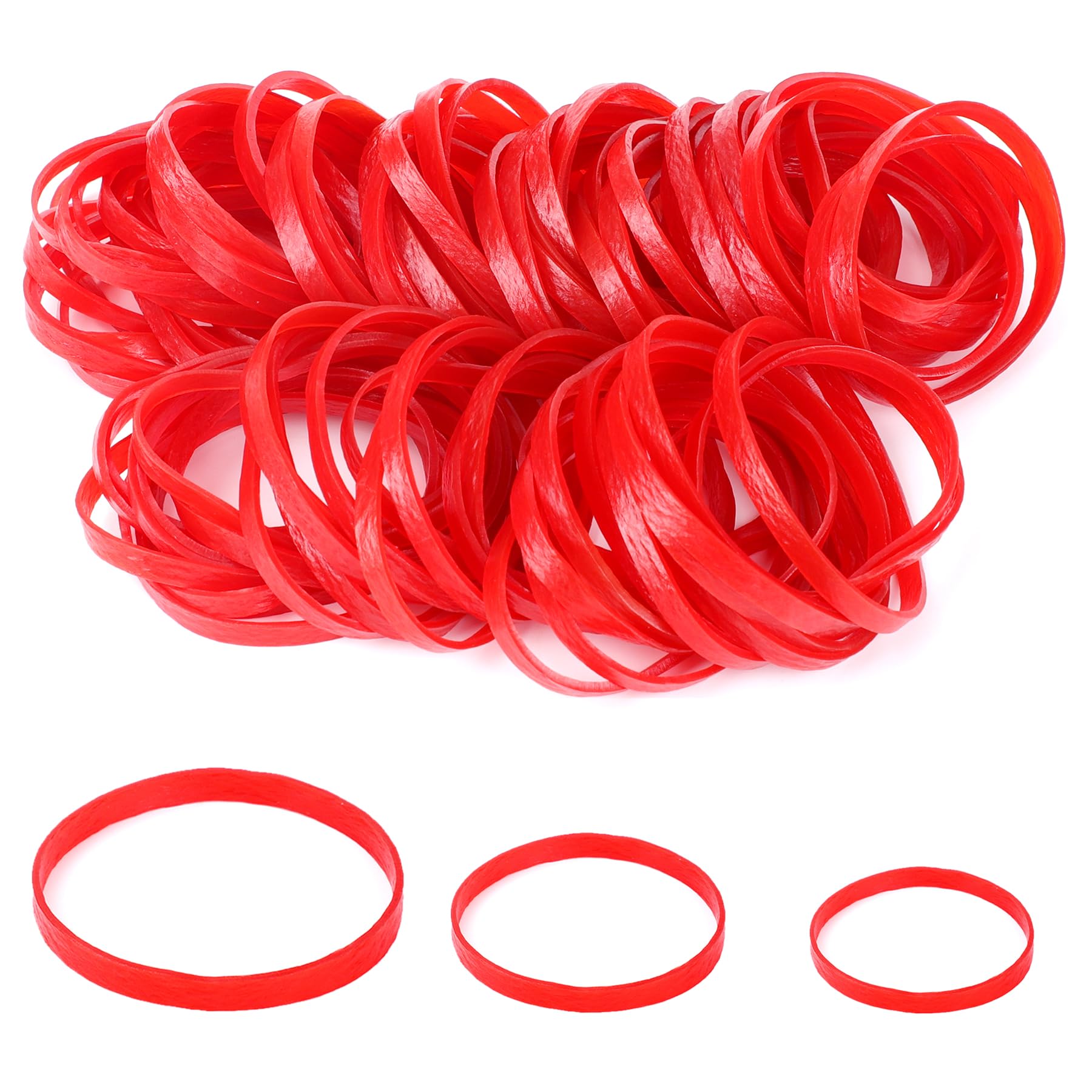 Elastic Bands Heavy Duty 150Pcs Thick Rubber Bands2.5/4/5CM Natural Strong Money Elastic Bands Wide Rubber Band Stationary Stretchable Bands for Home School Office Workshop Accessories,Red