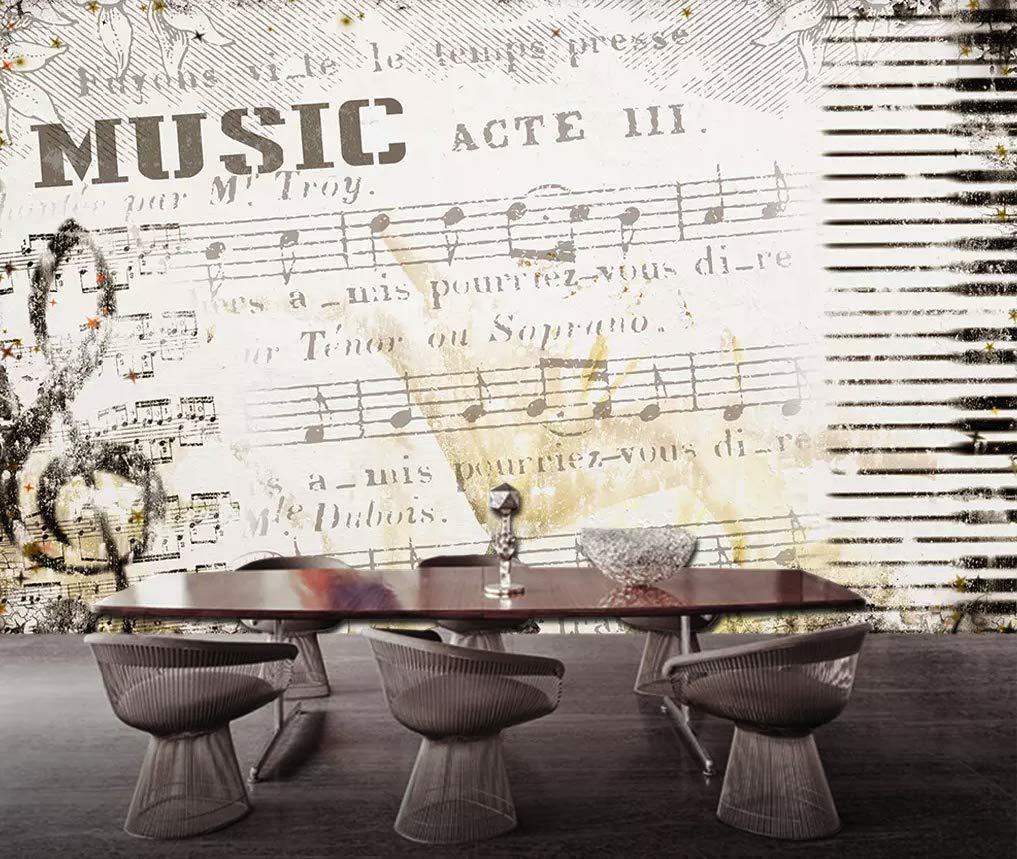 Amazon Com Murwall Music Wallpaper Nostalgic Musical Notes Wall Murals Music Wall Print Cafe Design Living Room Bedroom Entryway Handmade