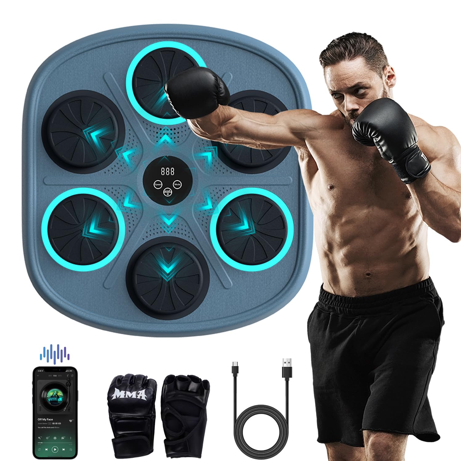 Photo 1 of BOLUPO Smart Music Boxing Machine for Adults and Kids, Wall-Mounted Interactive Trainer with LED Display, 9 Modes & 9 Speeds, Perfect for Home Fitness and Stress Relief