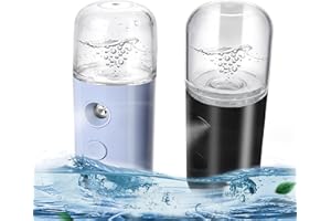 2-Pack Kingsmile Nano Facial Mister, Portable Face Mister, Cool Nano Mist Sprayer for Face Hydrating, Mini Handy Mister for Eyelash Extensions with 1OZ /30ML Water Tank (Black/Blue)