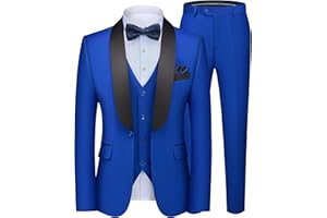 MAGE MALE Men's 3 Piece Suit Slim Fit Solid One Button Party Wedding Tuxedo Suits Blazer Jacket Vest Pants Set
