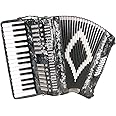 SofiaMari SM3232 Accordion Package: 32 Key, 32 Bass Piano Accordion, Trolly Case and Leather Straps (Gray Pearl)