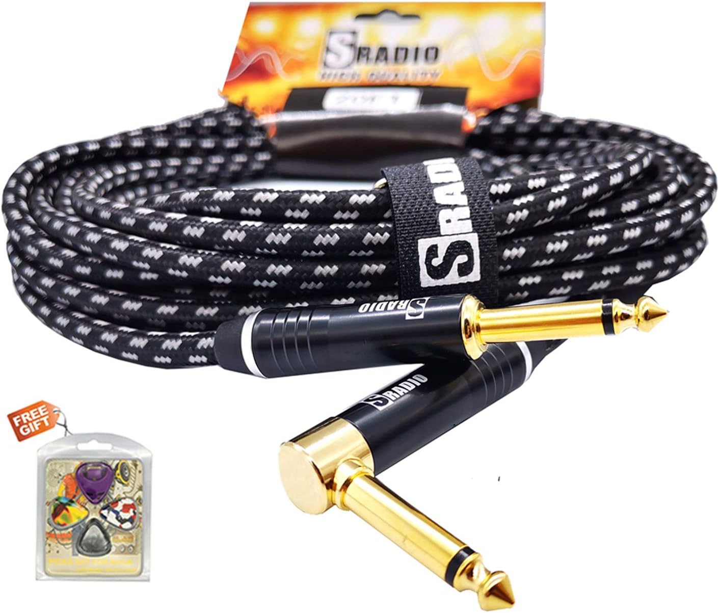 SRADIO Guitar Instrument Cable 20 Foot, AMP Cord Right