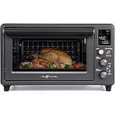 VAL CUCINA 26.3 QT Air Fryer Toaster Oven with Enamel Interior, 10-in-1 | 26.3 QT air fryer oven with non-toxic enamel interior, infrared heating, easy-clean pan, fits 12" pizza and 6 toast
