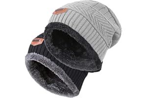 HINDAWI Winter Beanie Hat for Boys Girls (5-14 Years) Slouchy Beanie Windproof Warm Knit Kids Skull Cap