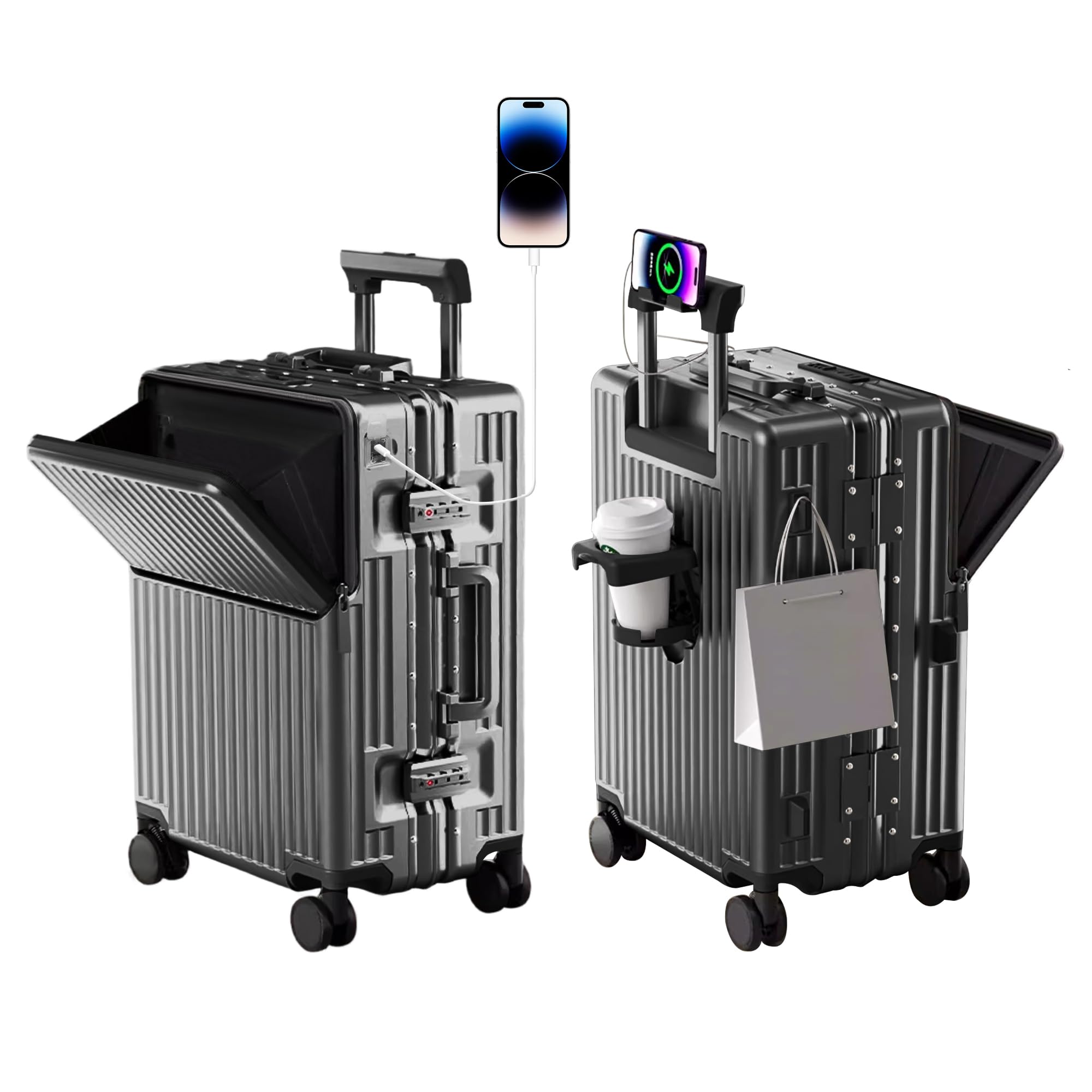 AIWEINY Zipperless Luggage, Polycarbonate Aluminum