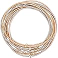 PH PandaHall 10pcs 3 Colors Guitar String Bracelet, Stainless Steel Multi Strand Stackable Stretch Bracelets Adjustable Layered Bangles Bohemian Boho Bracelets for Music Lovers Jewelry Gifts