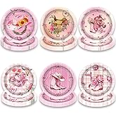 OU RUI 60Pcs Cowgirl Party Plates Disco Cowgirl Birthday Party Decorations 7in Pink Western Themed Plates for Girl Bachelorette 80s 90s Disco Birthday Supplies