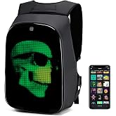 Gelrova Battery not included, LED Motorcycle Helmet Backpack Rampage Serise, 17 Inch DIY Pixel Fashion LED Display Laptop Programming Backpack