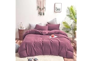 Houseri Purple King Size Comforter Set, 3 Pieces - 90x104 Inch Purple Microfiber Comforter, 20x36 Inch Pillowcases