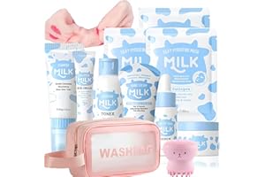 VIENFLONA Milk Skincare Set for Kids & Teens, 12 IN 1 Moisturizing & Gentle Milk Skin Care Set For Kids Girl Ages 8-12, Face Care Kit, Skincare For Girls 10-12, All Skin Types