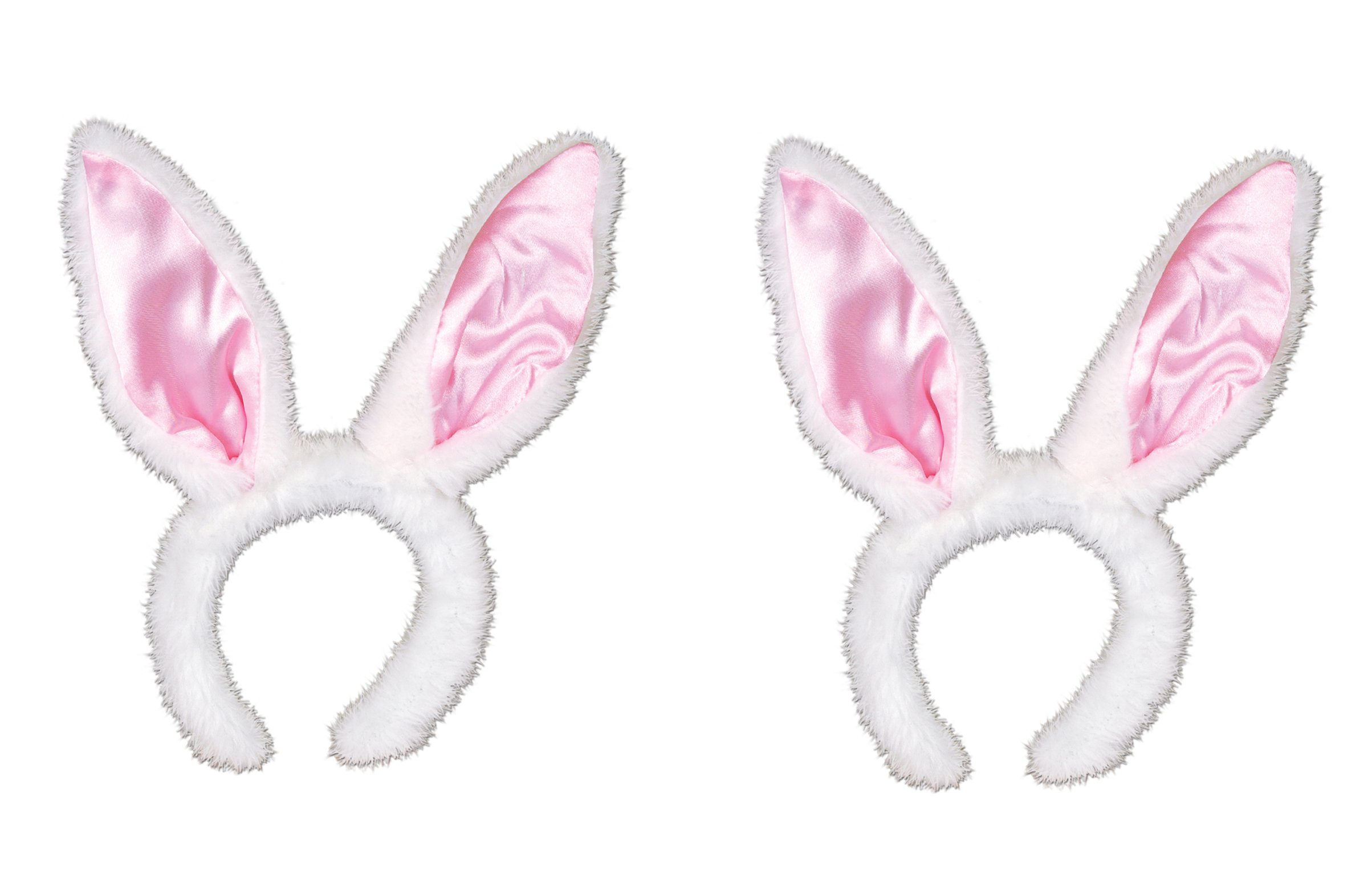 Beistle S40761AZ2 Satin Bunny Ears, Fabric, White/Pink