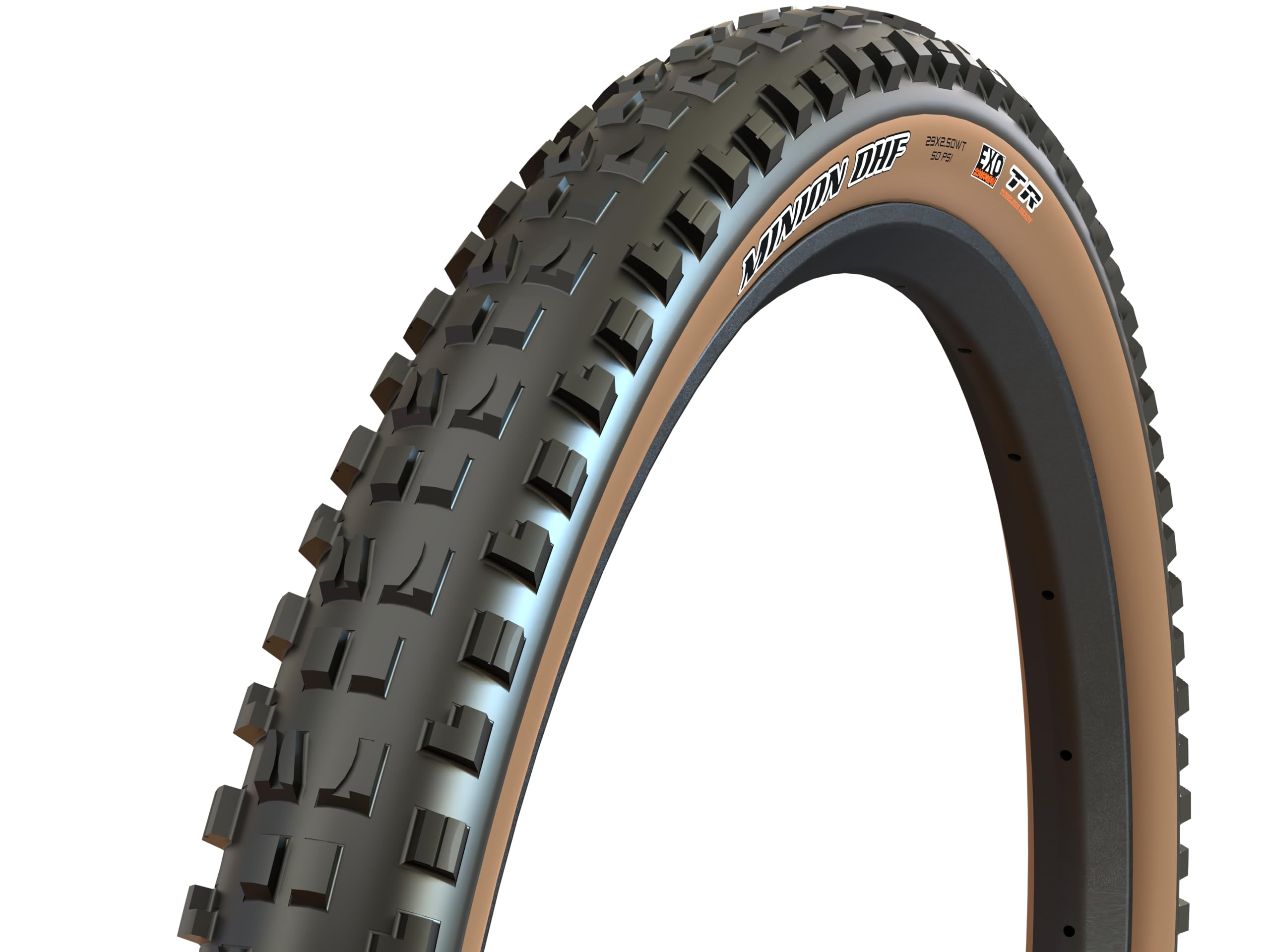 Maxxis Minion DHF 29x2.60WT 60TPI Folding Dual Compound EXO/TR/Tanwall Tyre, Brown, blackone