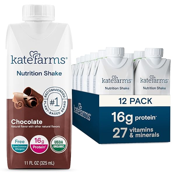 KATE FARMS ORGANIC NUTRITION SHAKE, CHOCOLATE, 16G PROTEIN,...