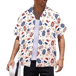 HUGLAZY American Flag Shirt for Men 4th of July